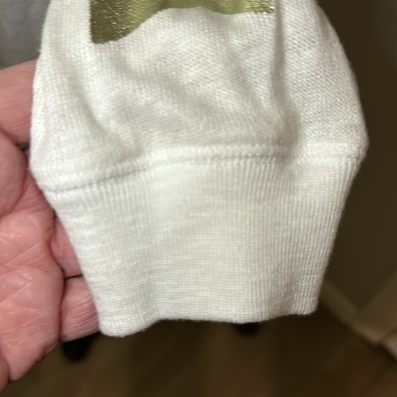 PINK Hoodie White Knit Open Back Gold Graphics - Picture 10 of 12